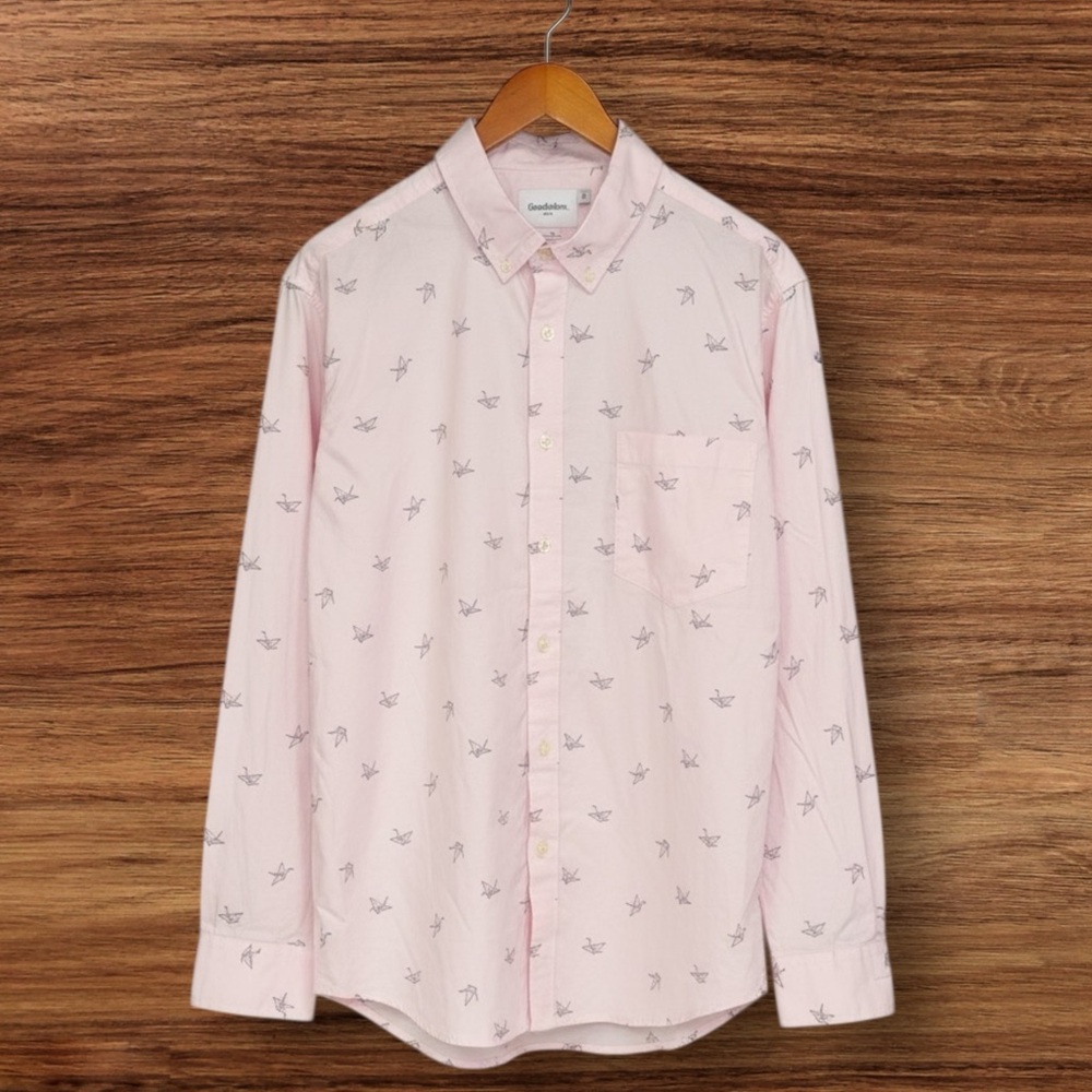 Goodfellow & Co. Light Pink Paper Crane Patterned Long-Sleeve Button-Up Shirt